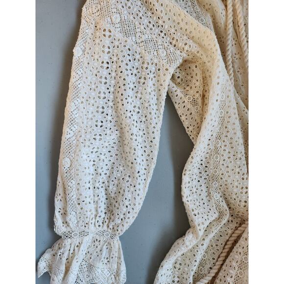 NWT Doen Persephone Embroidery Midi Dress Sz S Ivory Magnolia Semi Sheer #2J426 - Picture 15 of 15